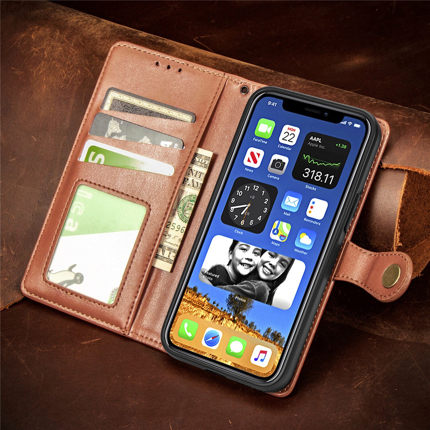 Deluxe Ultra-thin Fit For IPhone 12 11 Pro XR XS Max 6 6s 7 8 Plus Shockproof Dirt-resistant Card Slots Magnetic Phone Case